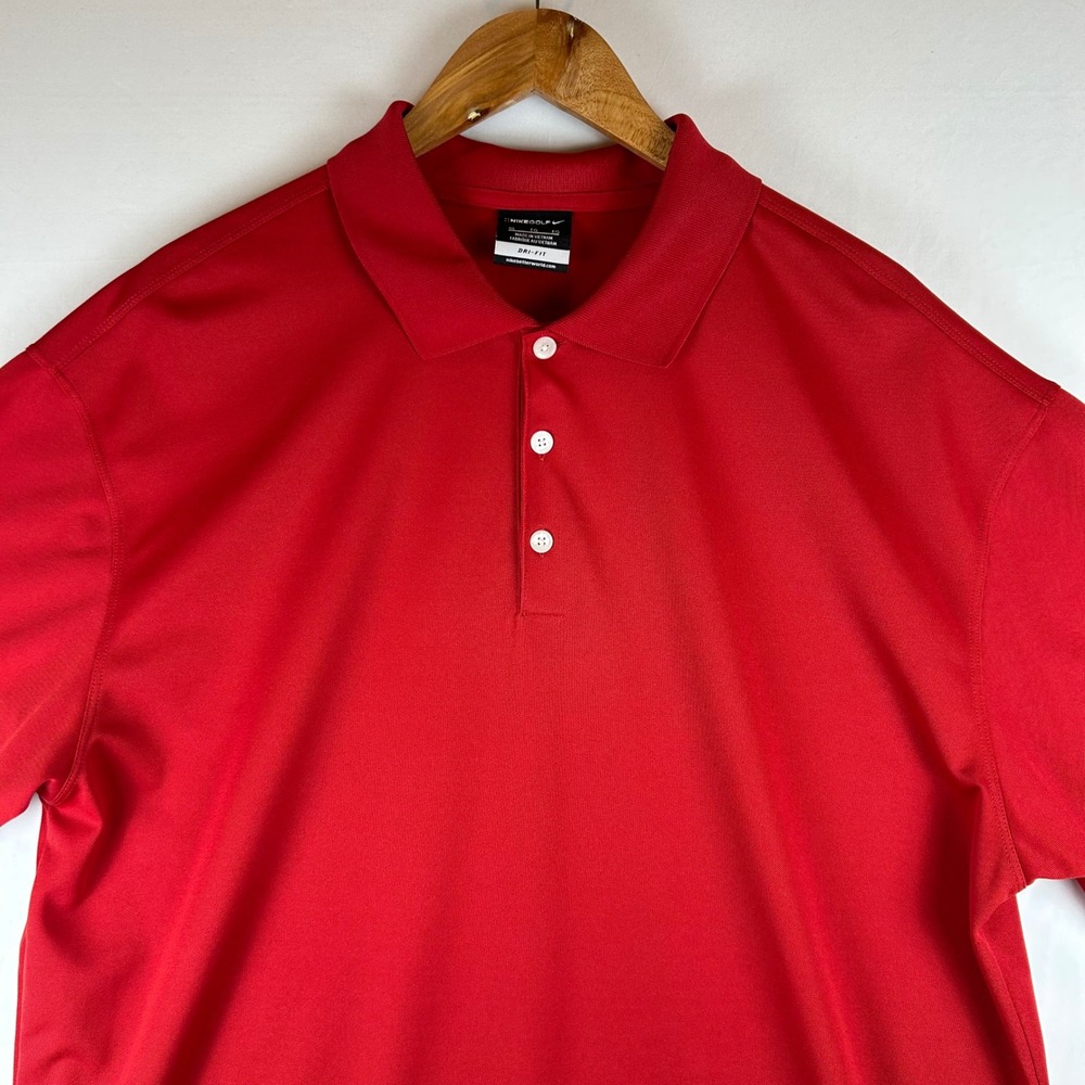 Nike Golf Dri-FIT Men's Red Polo Shirt Short Sleeve Performance XL - Picture 6 of 10